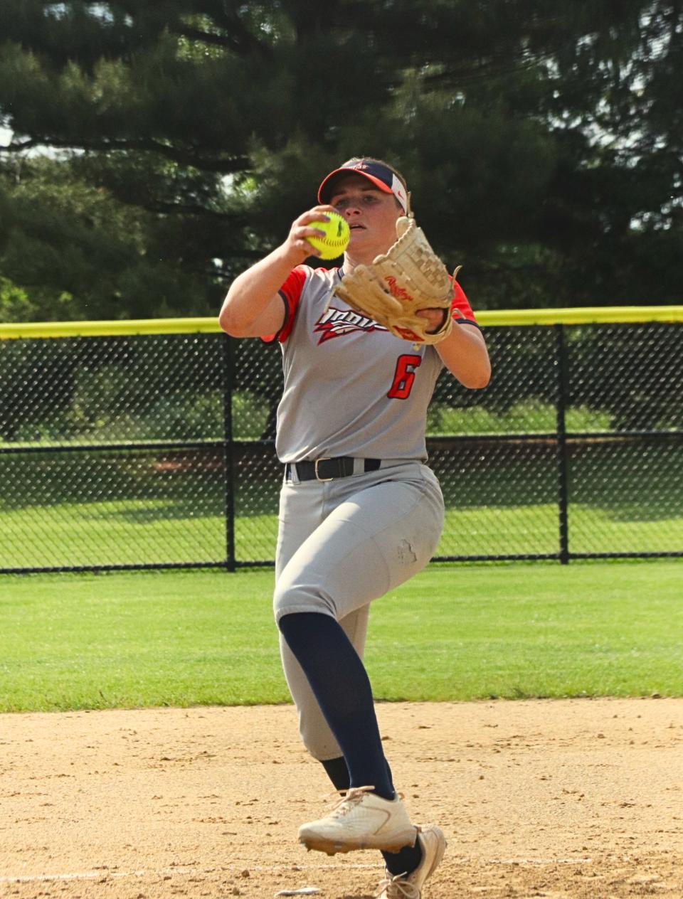 Pontiac hurler Elena Krause delivers a pitch against Normal West Friday. Krause struck out 13 in a 4-3 victory.