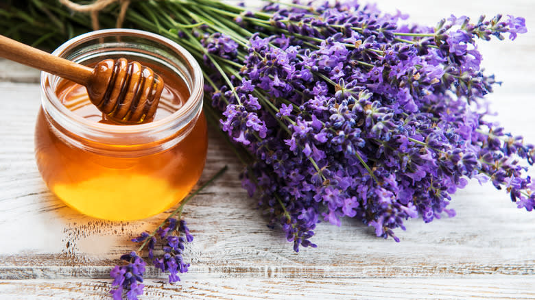 lavender flowers and honey