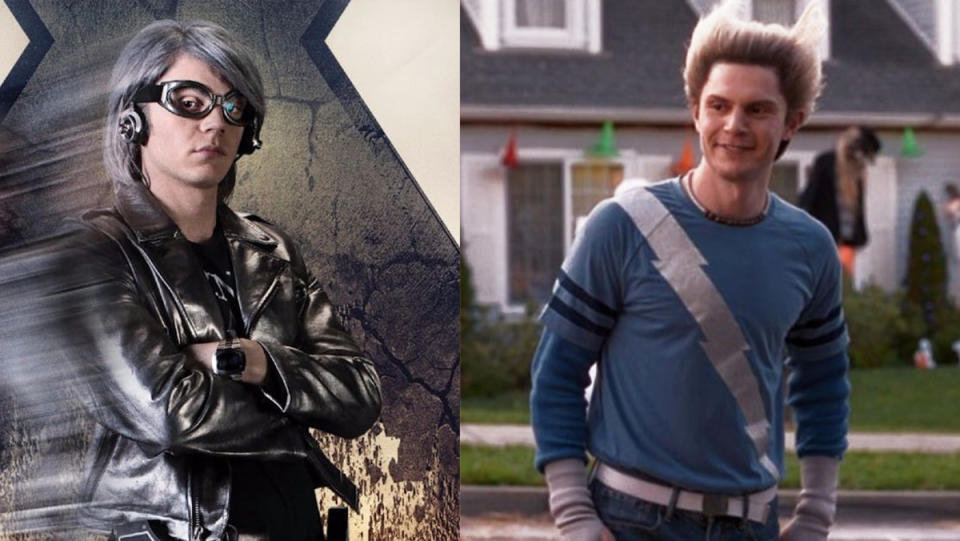 Evan Peters as the X-Men's Quicksilver and as "fake Pietro" from WandaVision.