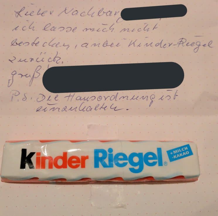 Den Kinderriegel gab es zurück (Bild: Twitter)