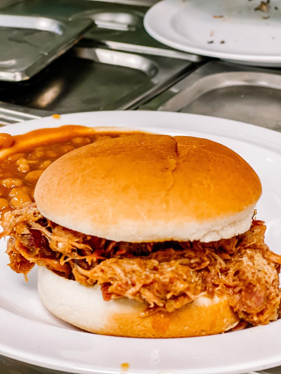 Pulled pork sandwich at Aunt Tina’s BBQ in Gibbs, May 24, 2022.