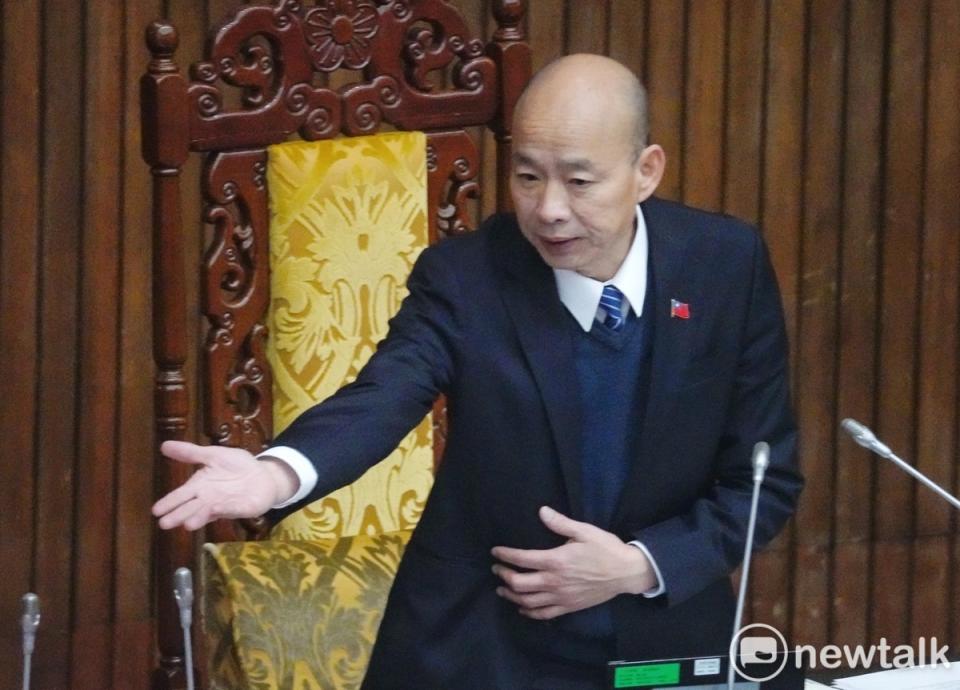 藍白國會過半持續引發爭議。圖為立法院長韓國瑜。   圖：張良一攝