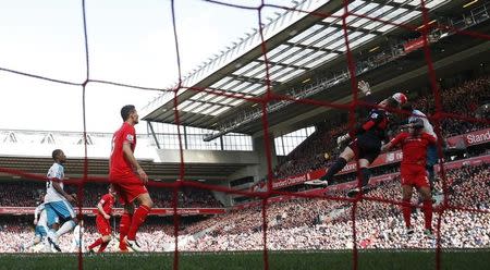 Football Soccer - Liverpool v Newcastle United - Barclays Premier League - Anfield - 23/4/16 Papiss Cisse scores the first goal for Newcastle Action Images via Reuters / Lee Smith Livepic