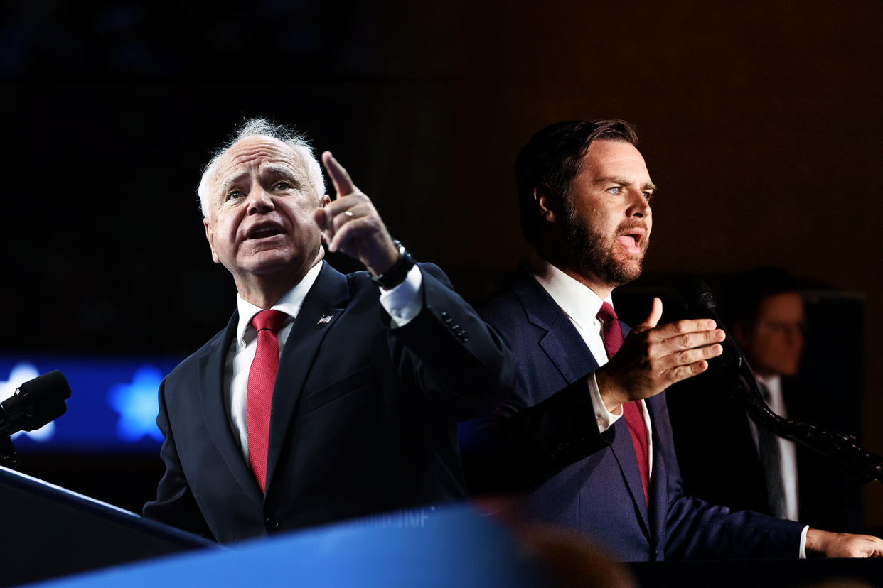 Tim Walz; JD Vance Photo illustration by Salon/Getty Images