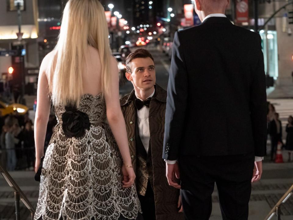 Emily Alyn Lind, Thomas Doherty, and Evan Mock on season two, episode one of "Gossip Girl."