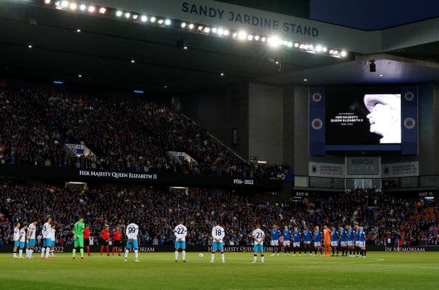 Rangers observed a minute's silence before their match against Napoli
