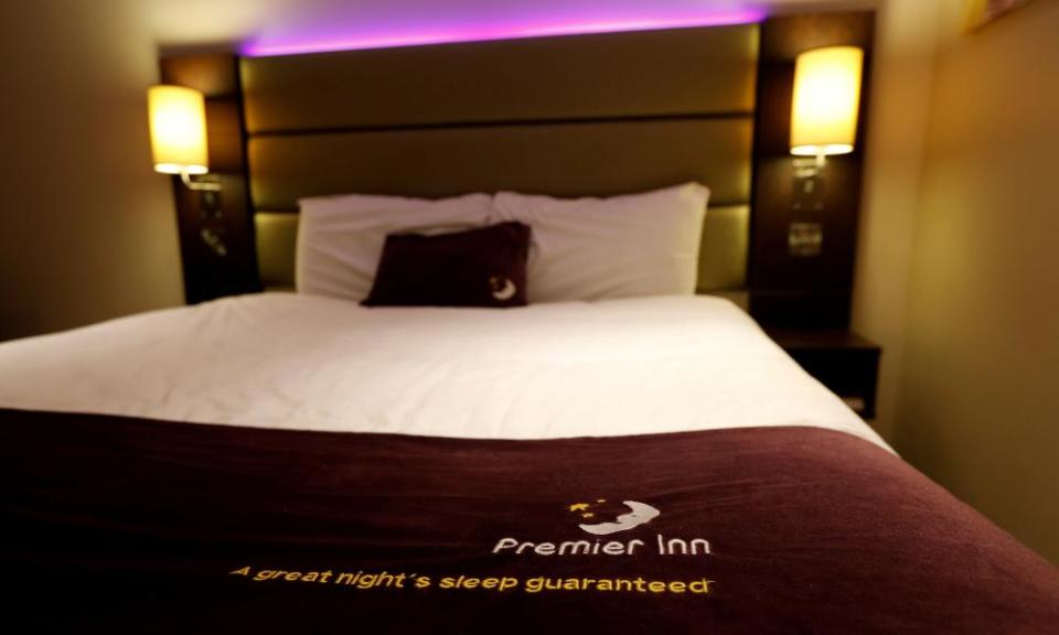 A bed in a Premier Inn