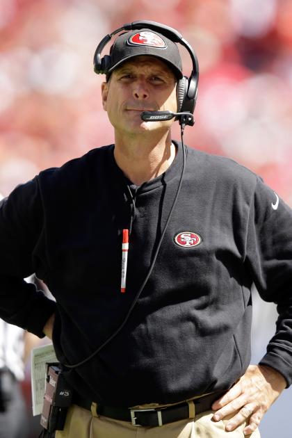 Jim Harbaugh has guided the 49ers to the past three NFC championship games. (Getty)