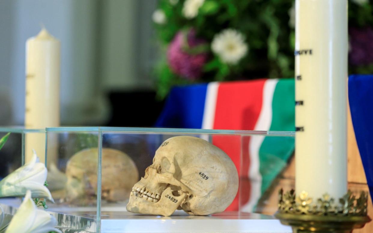 A ceremony held at Frenzosische Dom in Berlin for the victims of Namibian genocide in 2018 after Germany handed over the remains of some 20 Herero and Nama people its troops murdered in the early 20th century  - Anadolu Agency 