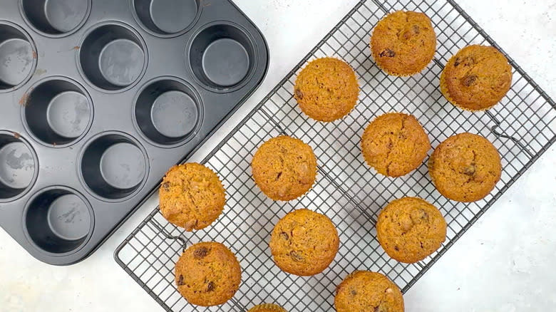 carrot cupcakes cooling on wire rack
