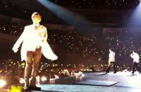 Big Bang leader G-Dragon surveys the venue during their show at the Mall of Asia Arena on Oct. 24. (Photo by Erikson Tan)