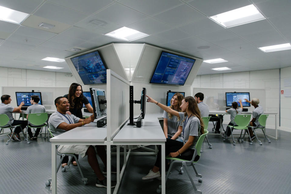 In Mars Base 1, part of the new Astronaut Training Experience (ATK) Center at NASA’s Kennedy Space Center Visitor Complex in Florida, groups take part in the simulated operation of a science facility on the Red Planet. <cite>Kennedy Space Center Visitor Complex</cite>