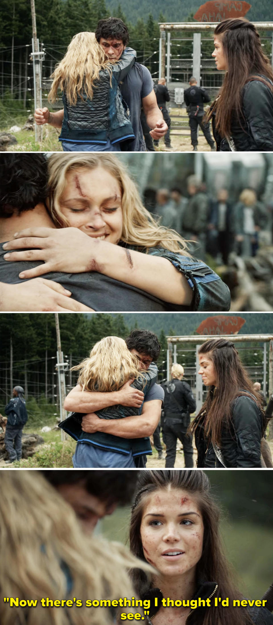 <div><p>"The first reunion that had me just losing my mind was Bellamy and Clarke in Season 2. The development of their relationship took a big step when Clarke ran up and just wrapped Bellamy in her arms, his momentary surprise and then his arms flying to hold her tight, it was a whole thing, my friends and I were whooping and crying at the same time."</p><p>—<a href="https://www.buzzfeed.com/whatsuplosechester" rel="nofollow noopener" target="_blank" data-ylk="slk:whatsuplosechester;elm:context_link;itc:0;sec:content-canvas" class="link ">whatsuplosechester</a></p></div><span> The CW</span>