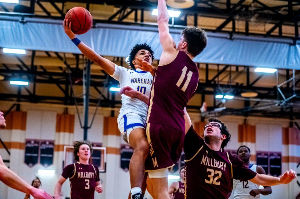 Wareham's Ajay Lopes floats it in.