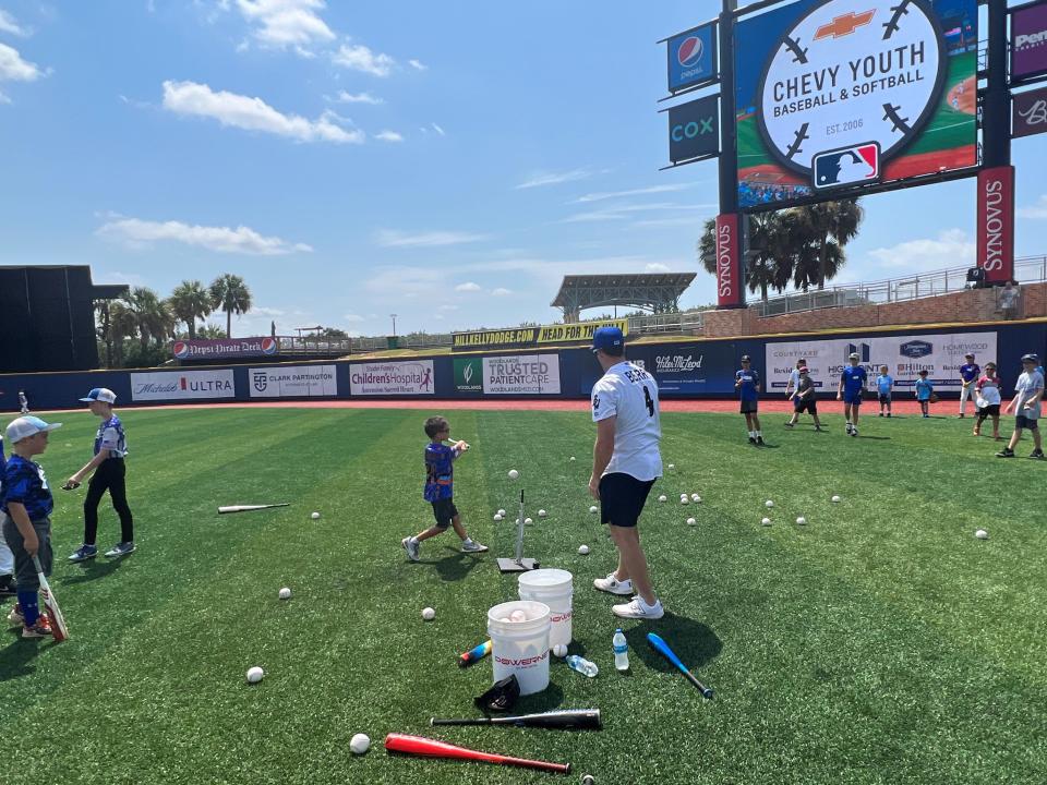 Jacob Berry was part of the volunteer instructors for the annual Chevrolet Youth Baseball Clinic at Blue Wahoos Stadium.