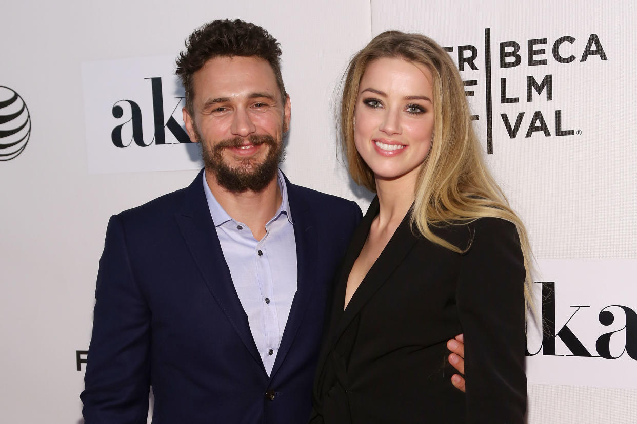 NEW YORK, NY - APRIL 16:  James Franco and Amber Heard attend the premiere of "The Adderall Diaries" at the 2015 Tribeca Film Festival at BMCC Tribeca PAC on April 16, 2015 in New York City.  (Photo by Taylor Hill/FilmMagic)