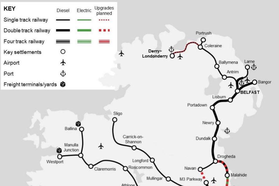 The Irish rail network as it exists today. (Photo: Arup rail review)