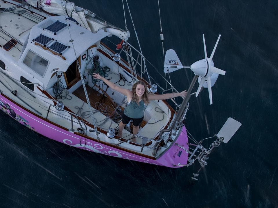 Teagan Croft on a boat in a scene from true spirit