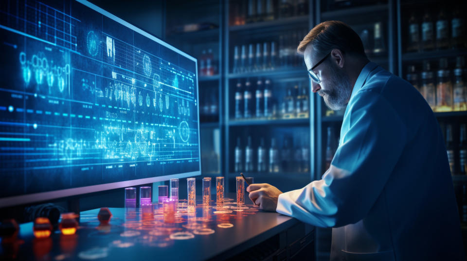 A Research Scientist examining the results of a digital immunoassay platform.