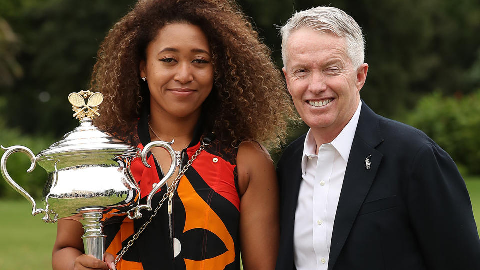 Naomi Osaka, pictured here with Craig Tiley after the 2021 Australian Open final.