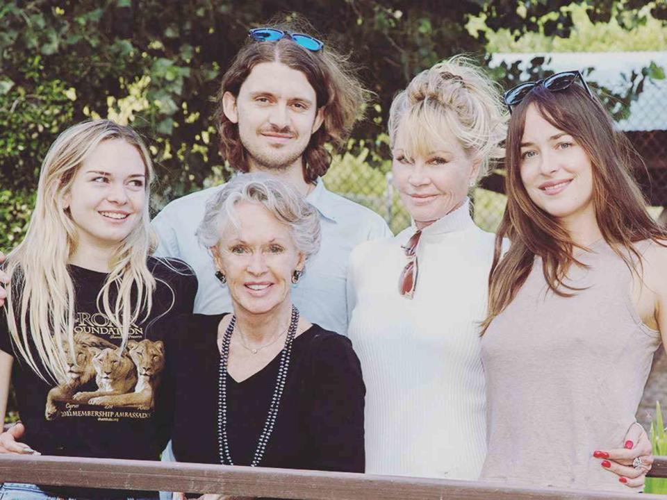 <p>Melanie Griffith Instagram</p> Melanie Griffith with three of her kids, Stella, Alexander and Dakota