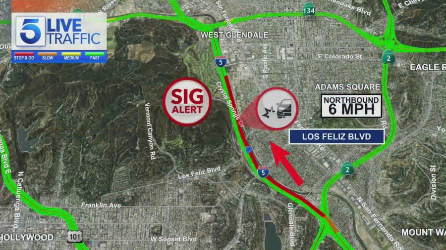 A map shows traffic through the Elysian Valley following a fatal crash