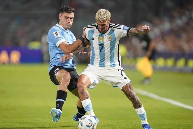 Durante el partido del jueves, Manuel Ugarte y Rodrigo De Paul protagonizaron un tenso momento