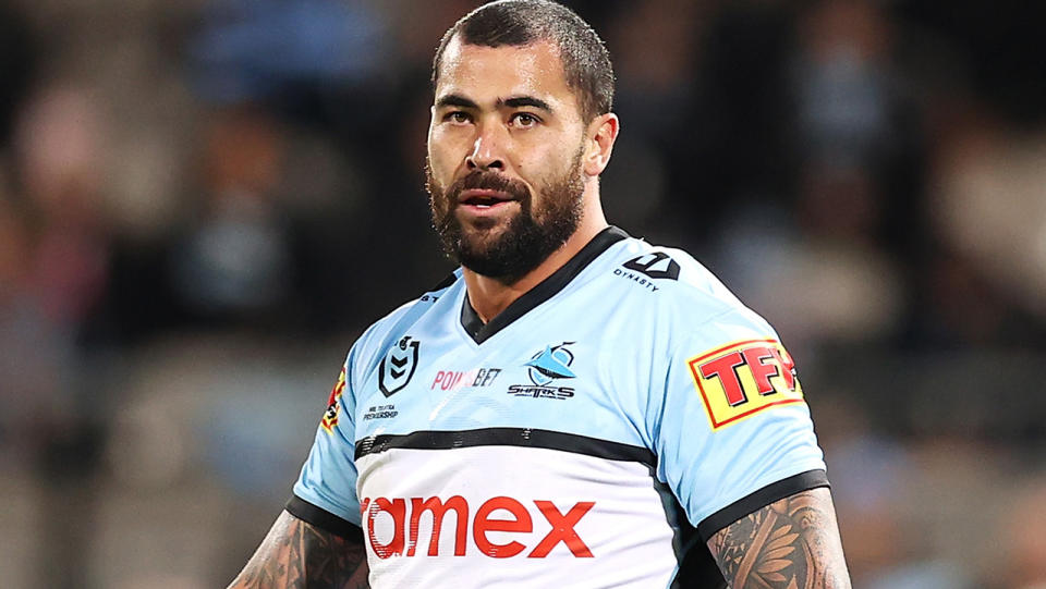 Andrew Fifita had successful surgery this week after suffering a fractured larynx in a horrifying-on-field clash. (Photo by Mark Kolbe/Getty Images)