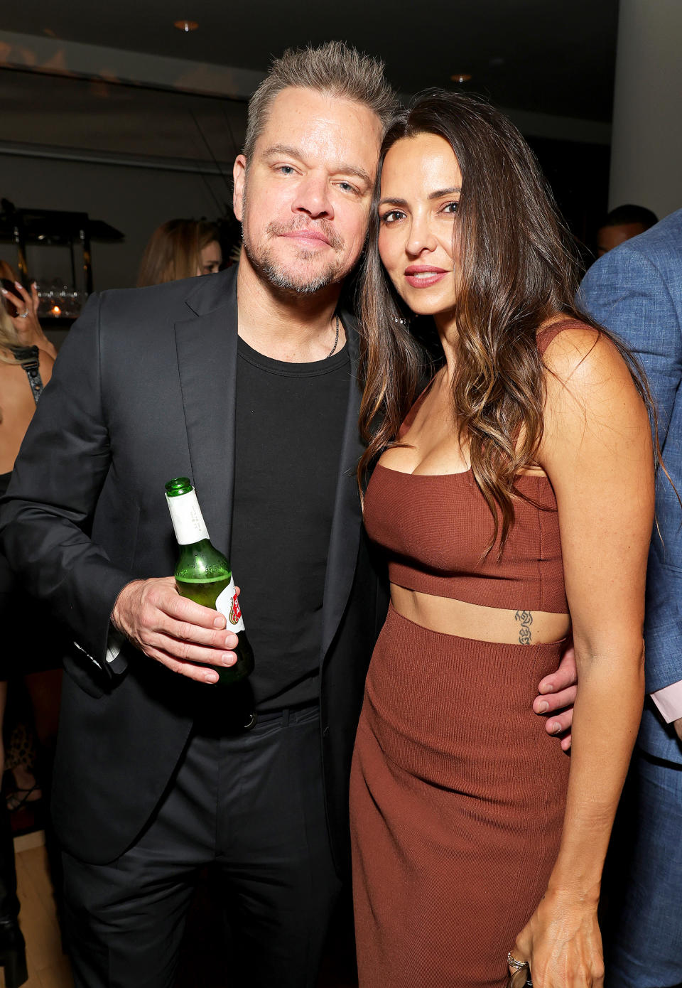 Matt Damon and Luciana Barroso  (Kevin Mazur / Getty Images for Netflix)