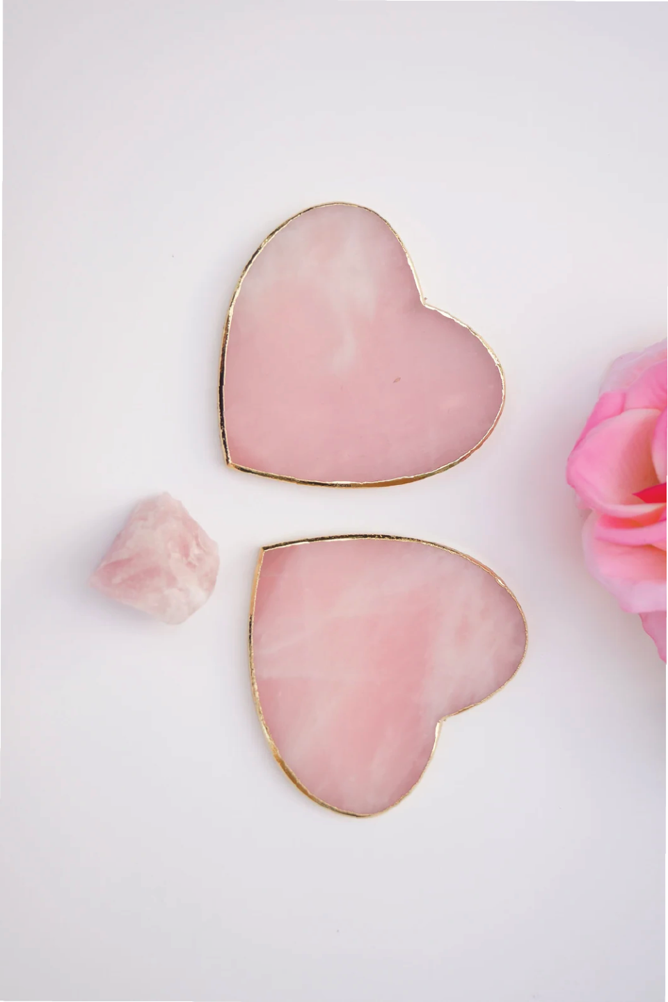 41) Heart Pink Quartz Coasters