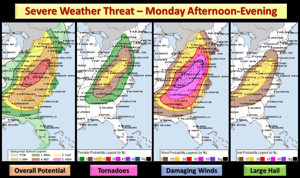 The National Weather Service forecast for the East Coast shows extreme weather. / Credit: National Weather Service