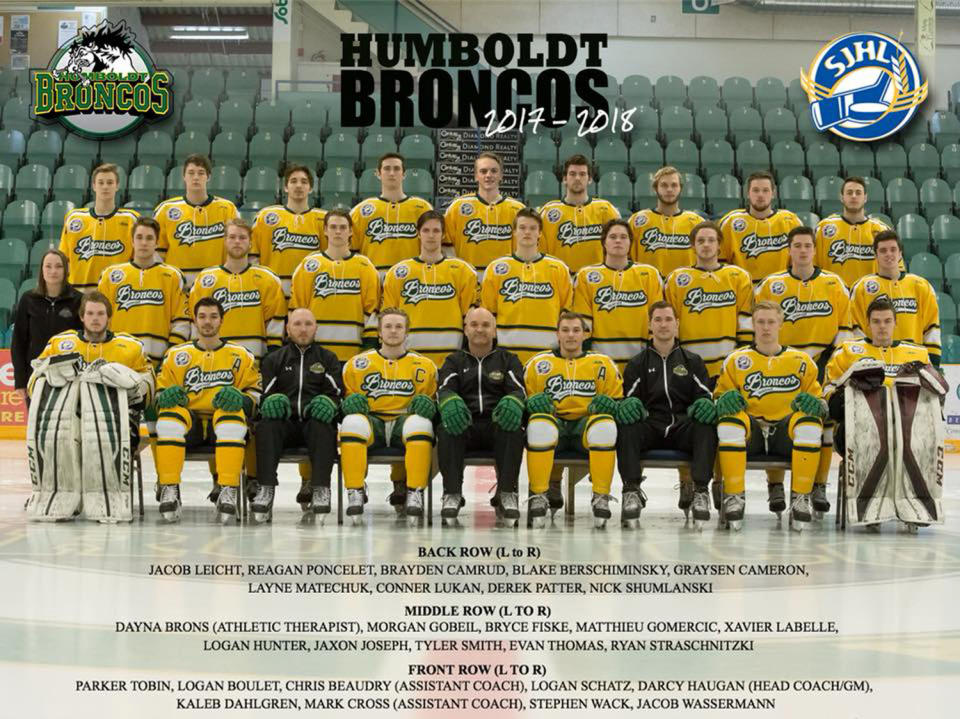 El equipo 2017-2018 de los Humboldt Broncos