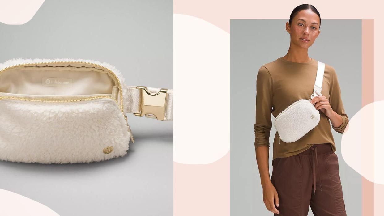 cream fleece belt bag