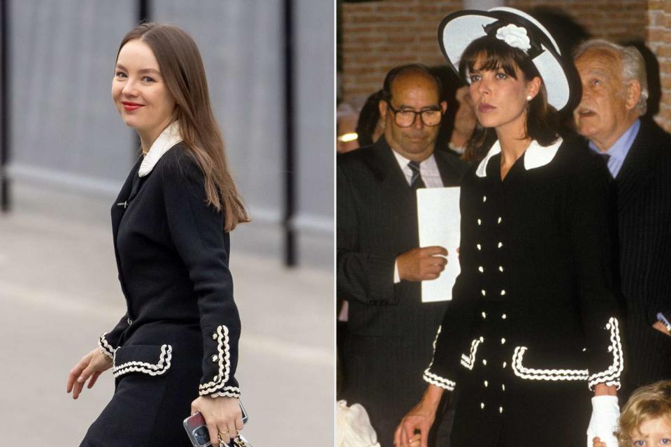 <p>Arnold Jerocki/Getty; Alexis DUCLOS/Gamma-Rapho via Getty</p> Princess Alexandra of Hanover attends the Chanel Haute Couture Spring/Summer 2024 on Jan. 23 in Paris, France; Princess Caroline of Monaco in May 1990.