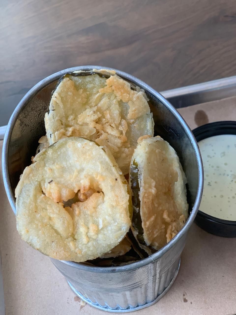 Hand-breaded pickle chips at North High Brewing Company in Dublin, Ohio.