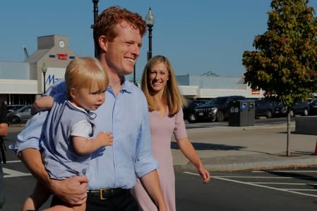 U.S. Rep. Kennedy III is joined fmaily as he arrives to announce his candidacy for the U.S. Senate in Boston