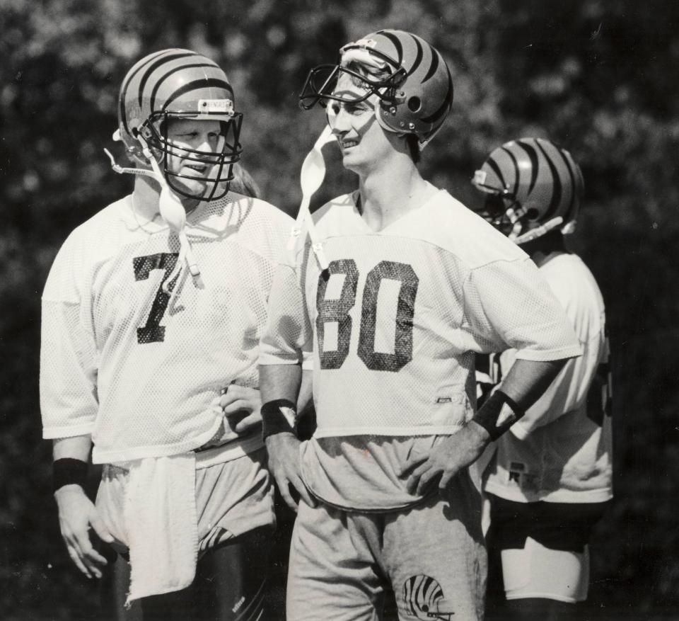 Bengals quarterback Boomer Esiason and wide receiver Cris Collinsworth