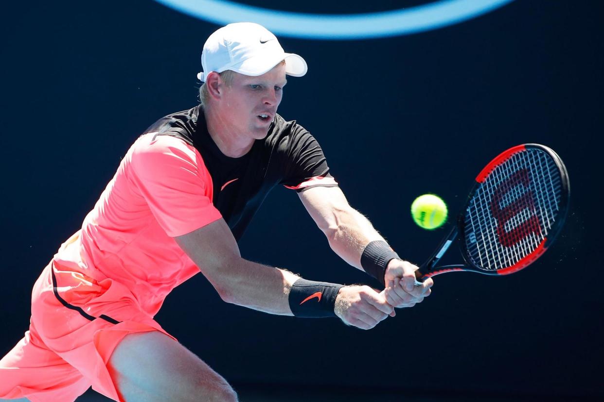 Heat stroke: Kyle Edmund on his way to victory over Nikoloz Basilashvili as temperatures at Melbourne Park reached 40C: Getty Images