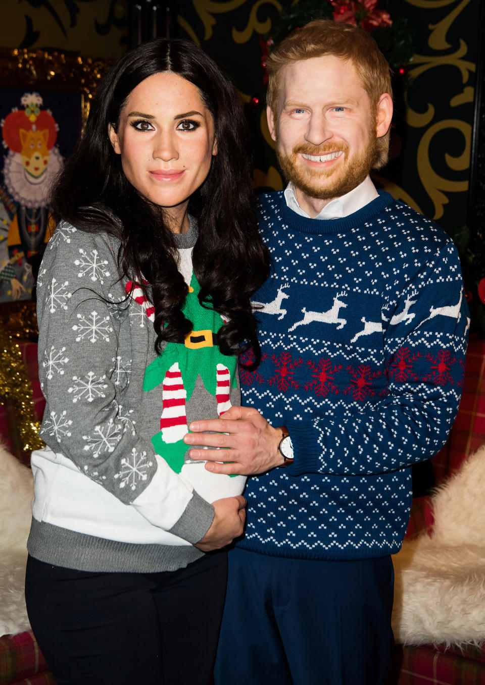 Meghan Markle and Prince Harry in Ugly Christmas Sweaters