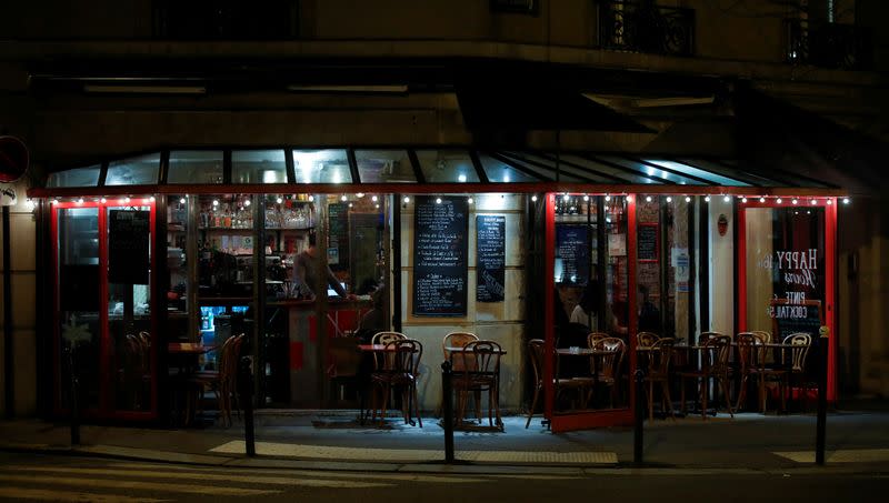 Outdoor restaurant is pictured as France's Prime Minister announced to close most all non-indispensable locations, notably cafes, restaurants, cinemas, nightclubs and shops from midnight on Saturday, in Paris