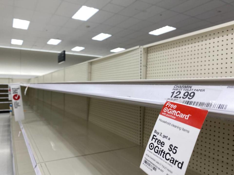 The toilet paper aisle at Target’s Midtown location on March 11, 2020.