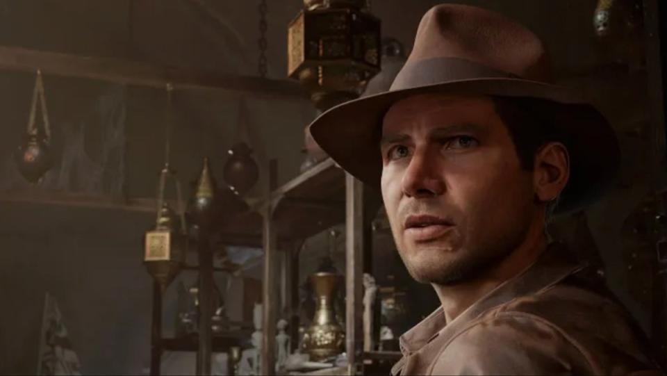 Indiana Jones looks on in a new screenshot from the upcoming Xbox game Indiana Jones and the Great Circle.