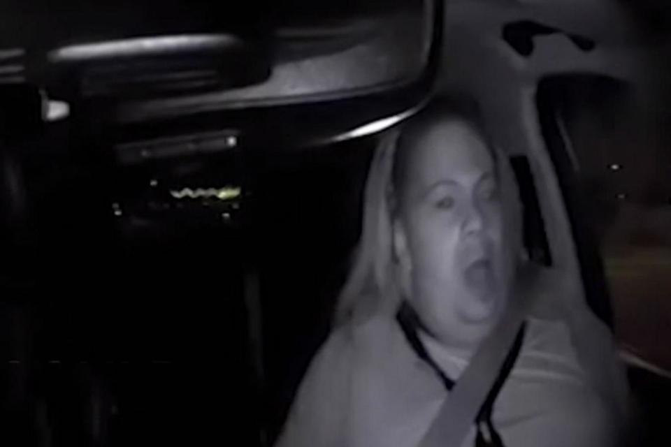 The terrified safety driver filmed at the moment of the car's impact