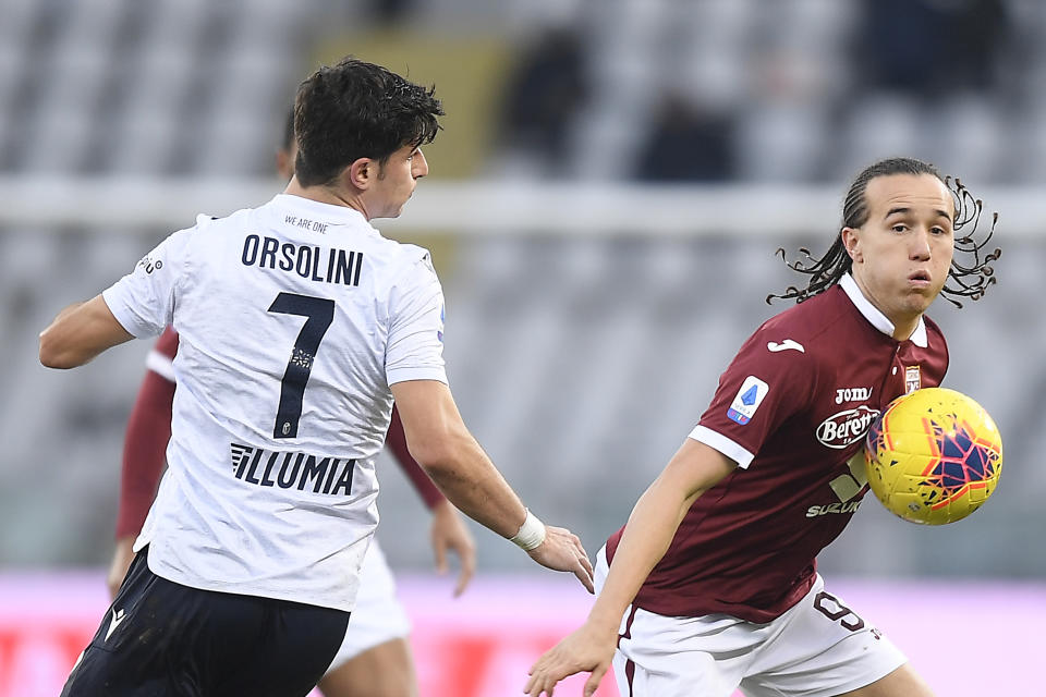 Diego Laxalt e Riccardo Orsolini (Fabio Ferrari/LaPresse via AP)