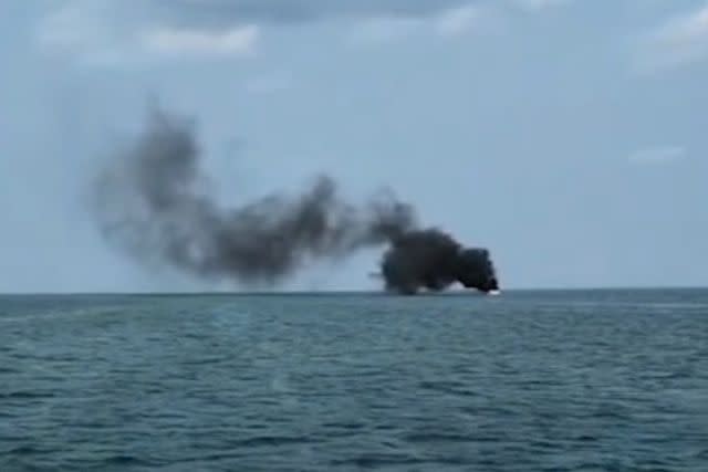<p>Tow Boat US</p> Scene from a boat explosion on Lake Michigan July 23, 2024