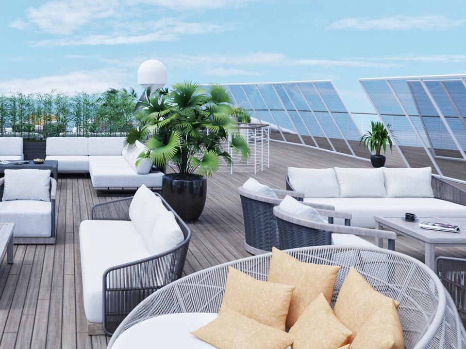 an outdoor lounge aboard the MV Gemini with Life at Sea Cruises.
