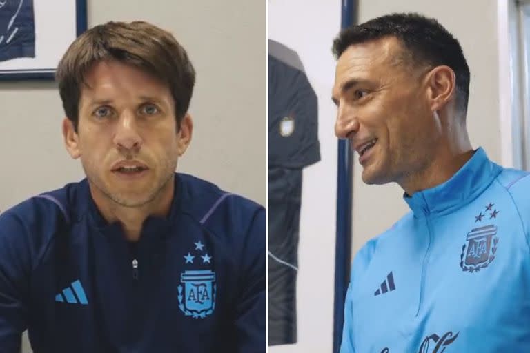 Diego Placente y Lionel Scaloni, los protagonistas del anuncio del plantel de la selección argentina para el Mundial Sub 17