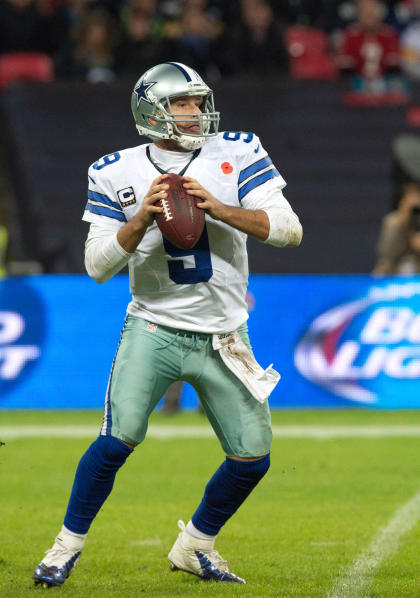 Tony Romo, damaged but plenty productive. (Steve Flynn-USA TODAY Sports)