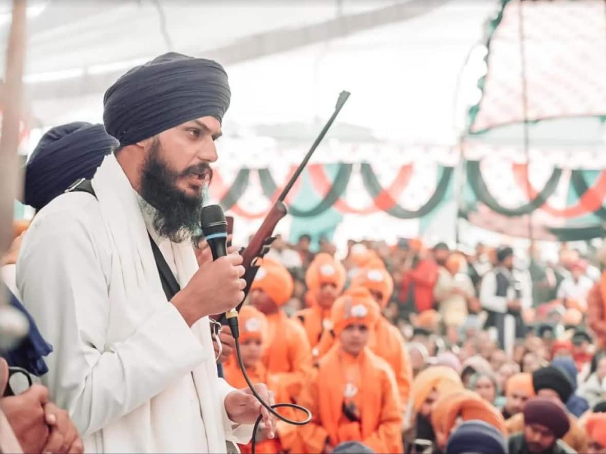 B.C. photographer Gurkeerat Singh says he decided to document preacher Amritpal Singh's movement, pictured, after seeing misinformation spread in Indian media.  (Gurkeerat Singh - image credit)
