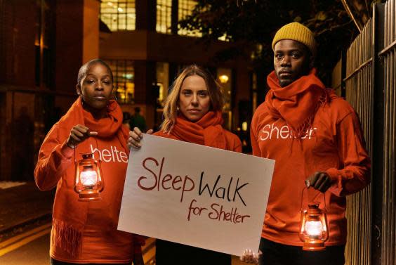 Mel C, Julie Adenuga and Mo Gilligan will be taking part in the first Sleep Walk for Shelter (Shelter)